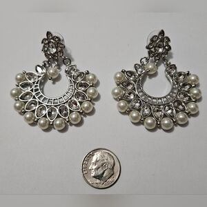 Rhinestone and Faux Pearl Earrings